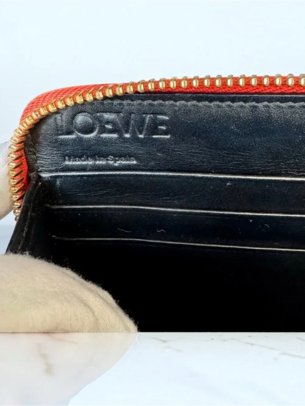 RARE Loewe Coral Orange Zip-Around Wallet